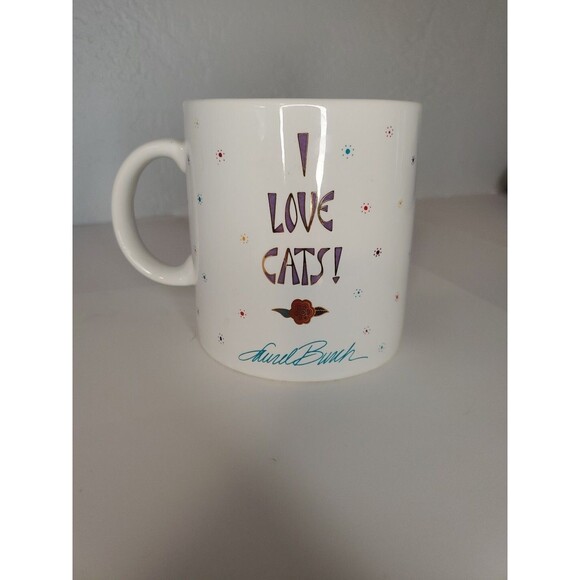 I Love Cats Coffee Mug Cup Laurel Burch 1993 Colorful Art 12 oz Collectible - Picture 2 of 4